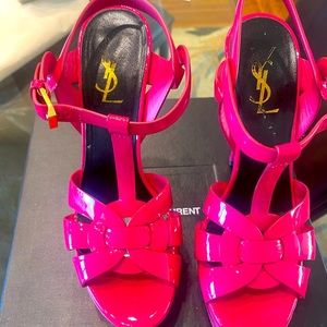 Saint Laurent tribute platform sandal in patent leather